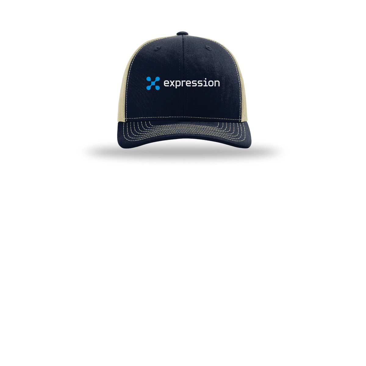 expr-richardson-trucker-cap-embroidery-capfront-R112-navykhaki-flat-front