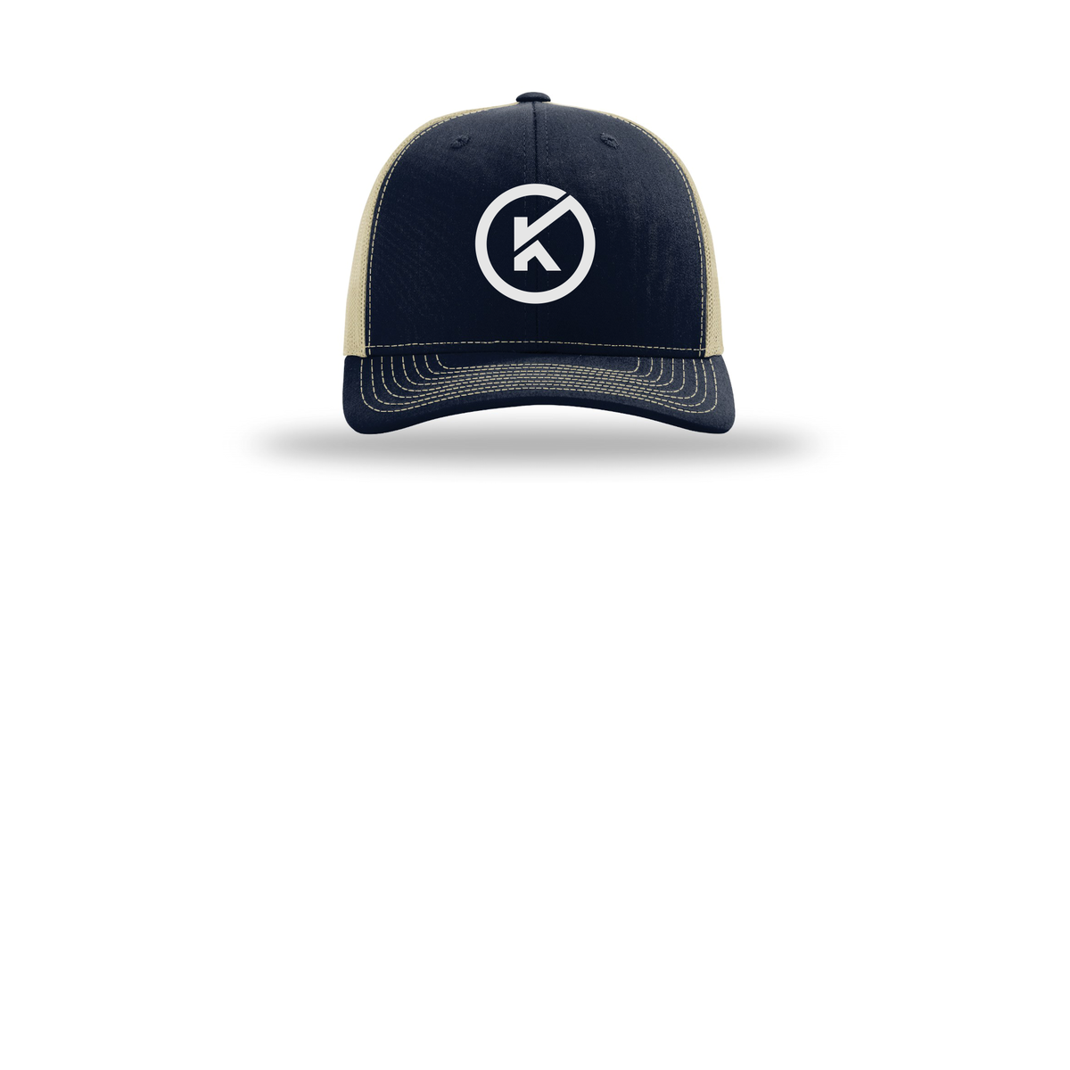kitmanlabs-richardson-trucker-cap-embroidery-capfront-R112-navykhaki-flat-front