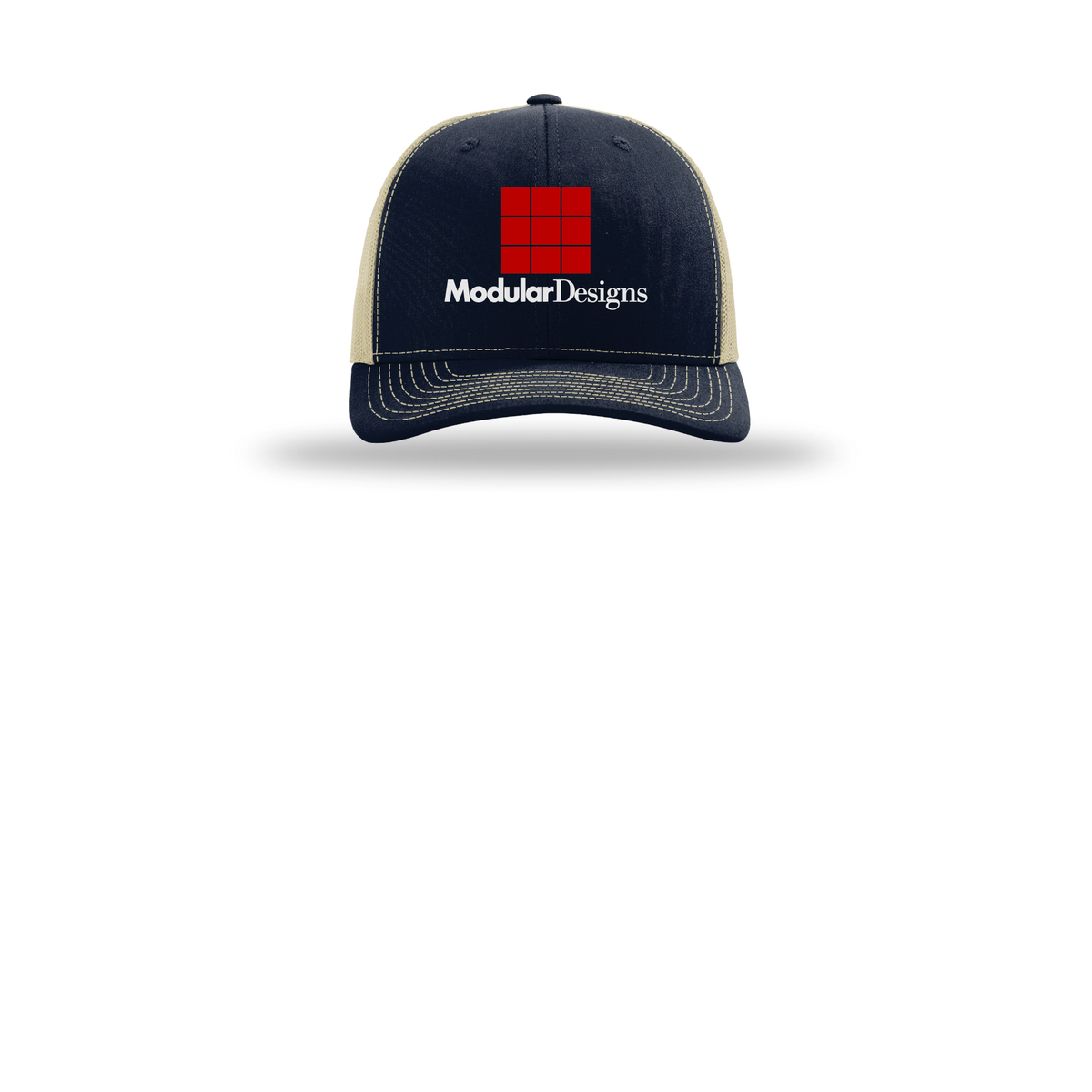 modulardesignsflooring-richardson-trucker-cap-embroidery-capfront-R112-navykhaki-flat-front