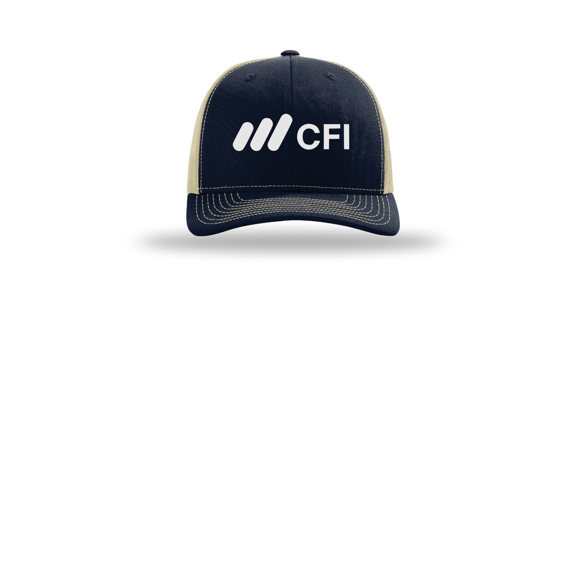 corporatefinanceinstitute-richardson-trucker-cap-embroidery-capfront-R112-navykhaki-flat-front