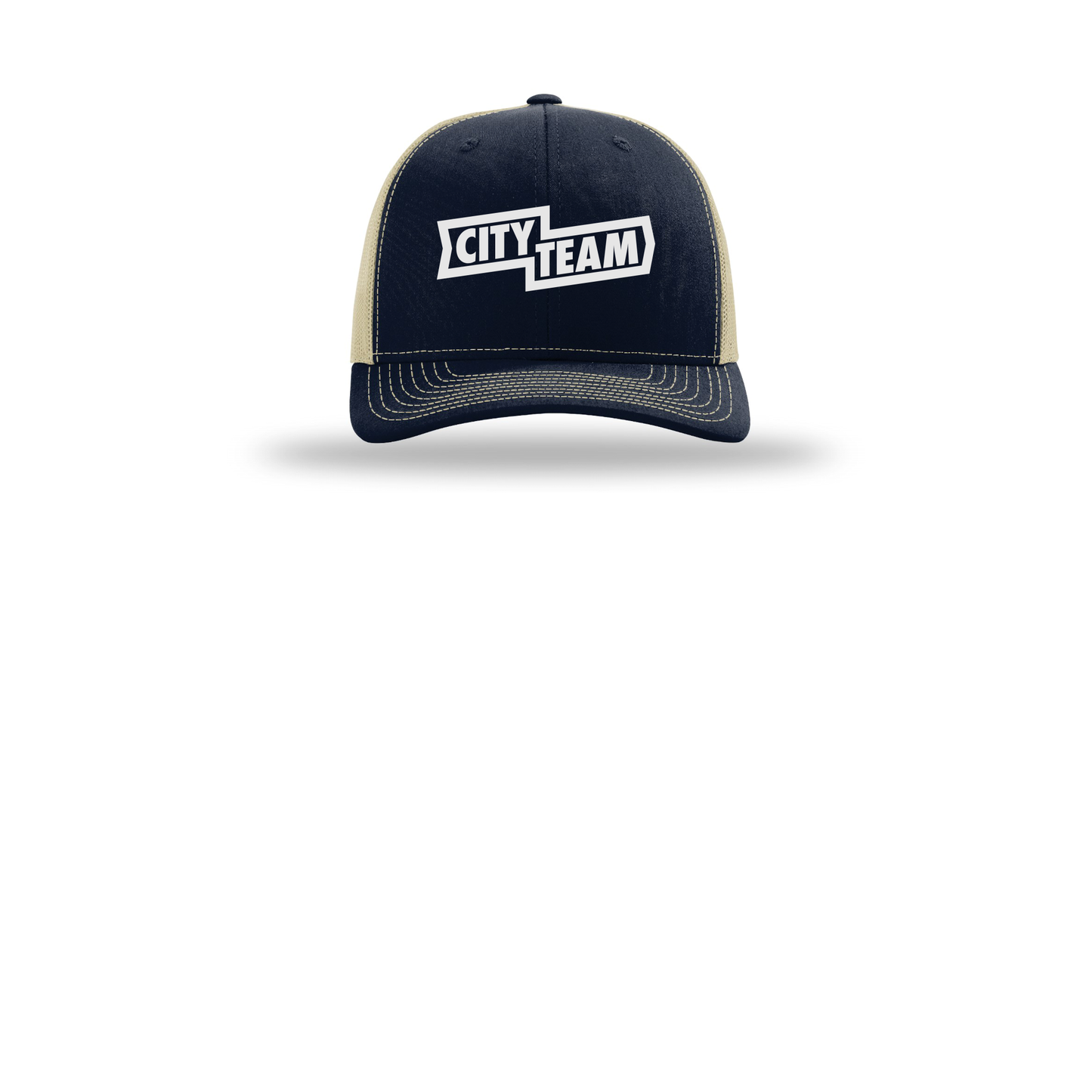 cityteam-richardson-trucker-cap-embroidery-capfront-R112-navykhaki-flat-front