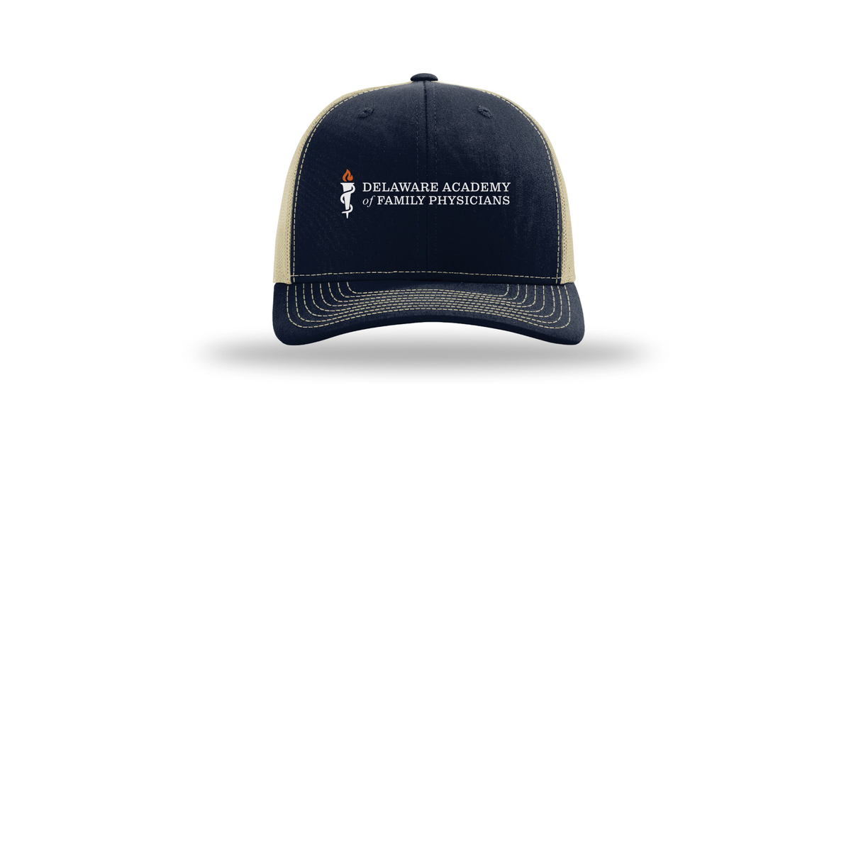 delfamdoc-richardson-trucker-cap-embroidery-capfront-R112-navykhaki-flat-front