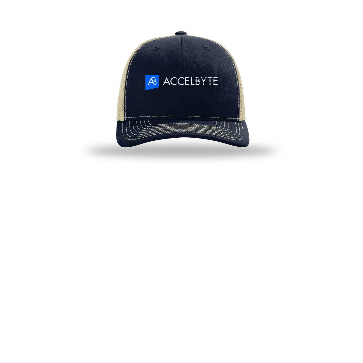 accelbyte-richardson-trucker-cap-embroidery-capfront-R112-navykhaki-flat-front