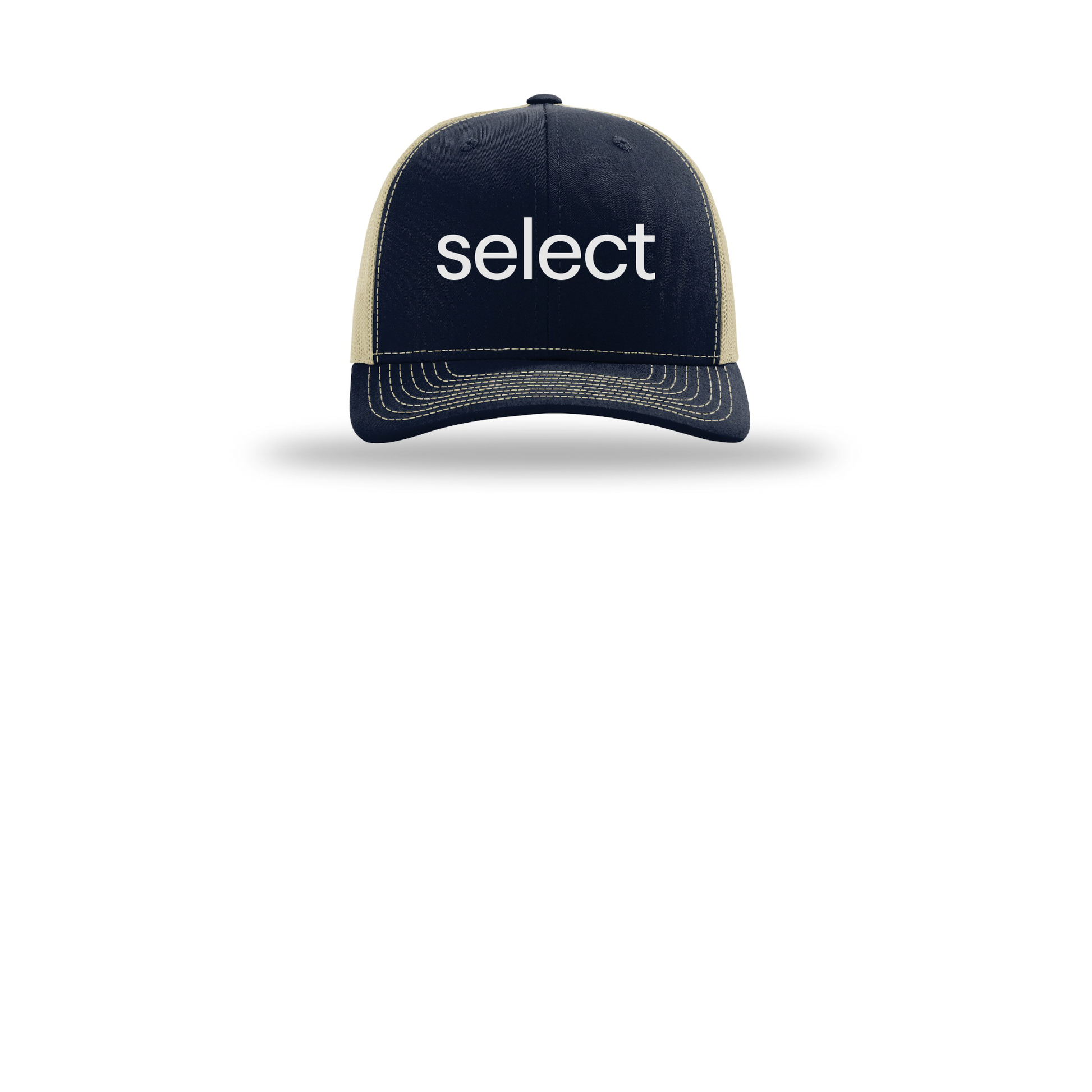 meetselect-richardson-trucker-cap-embroidery-capfront-R112-navykhaki-flat-front