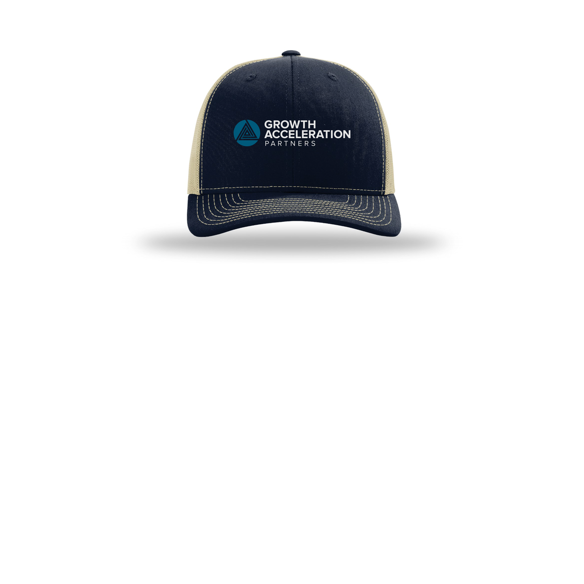 growthaccelerationpartners-richardson-trucker-cap-embroidery-capfront-R112-navykhaki-flat-front