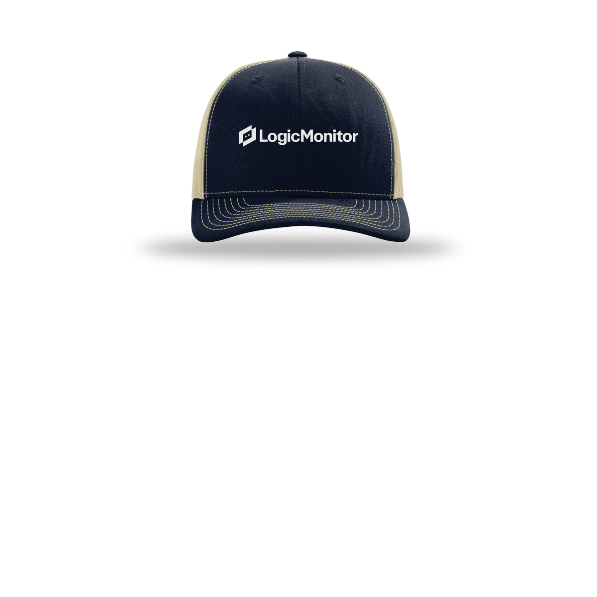 logicmonitor-richardson-trucker-cap-embroidery-capfront-R112-navykhaki-flat-front