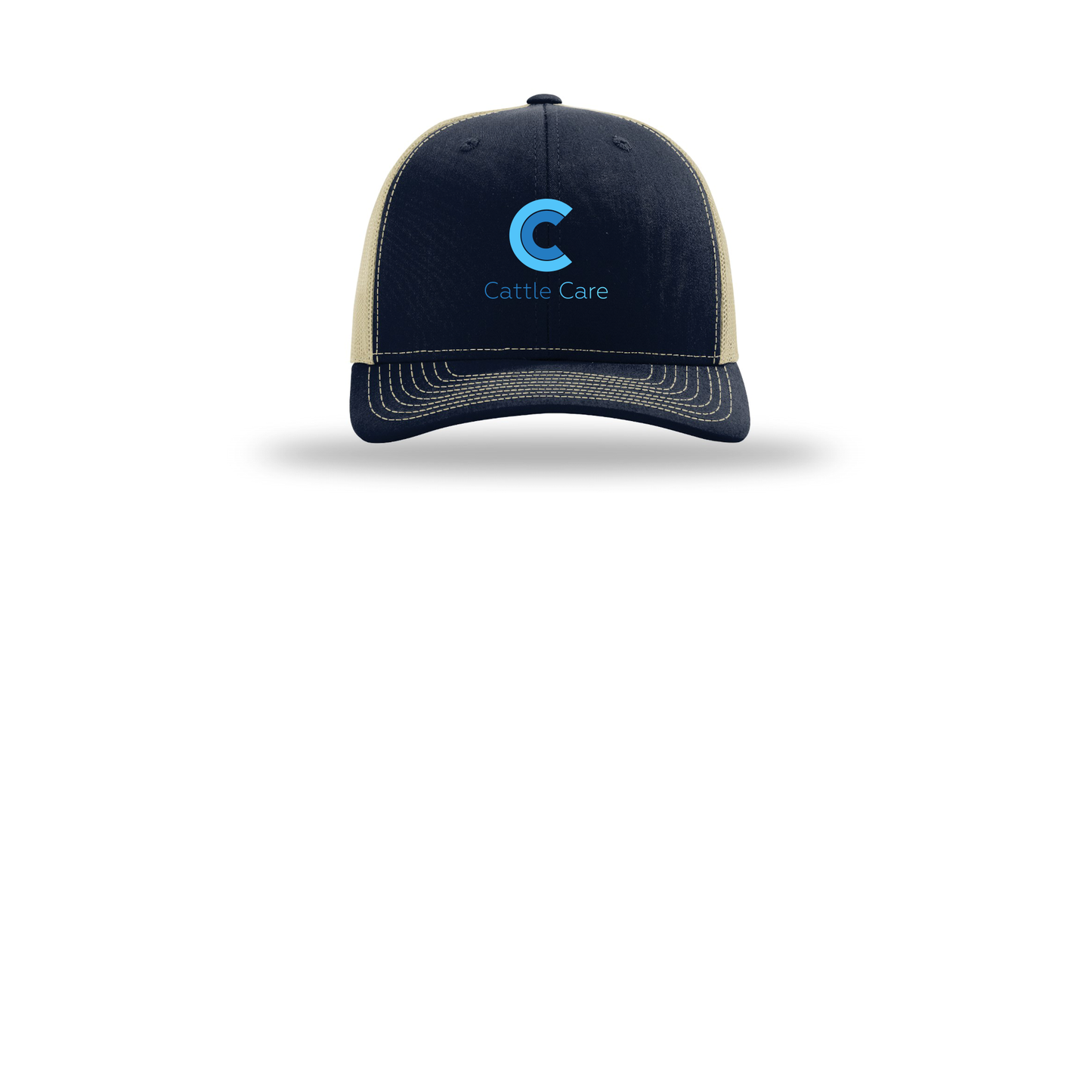 cattle-care-richardson-trucker-cap-embroidery-capfront-R112-navykhaki-flat-front