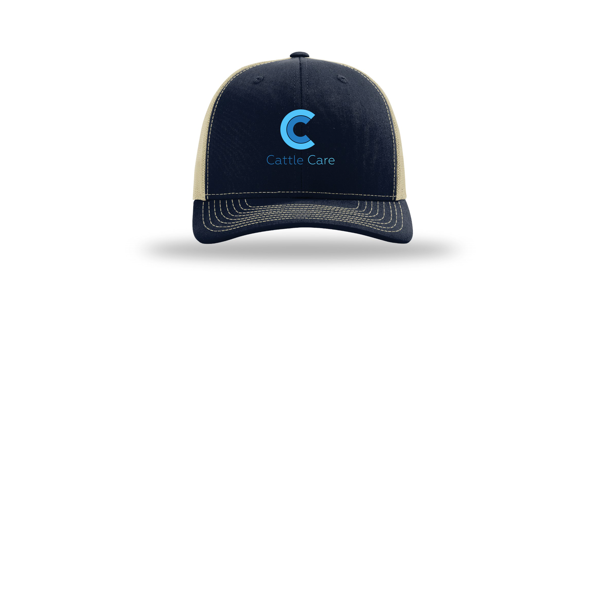 cattle-care-richardson-trucker-cap-embroidery-capfront-R112-navykhaki-flat-front
