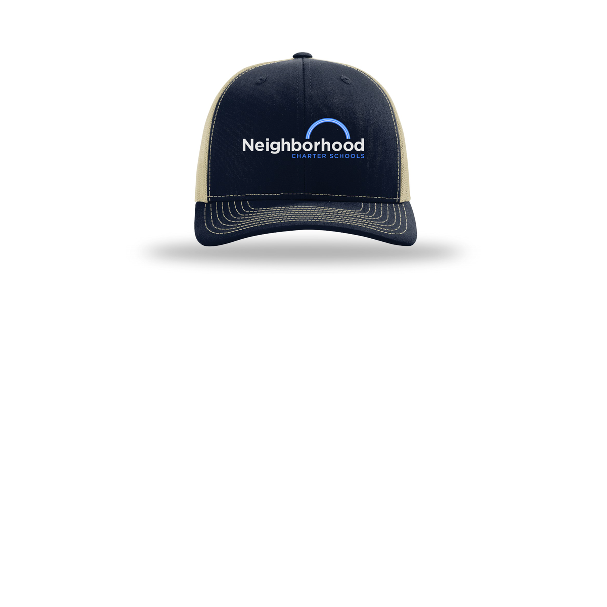 ncschools-richardson-trucker-cap-embroidery-capfront-R112-navykhaki-flat-front