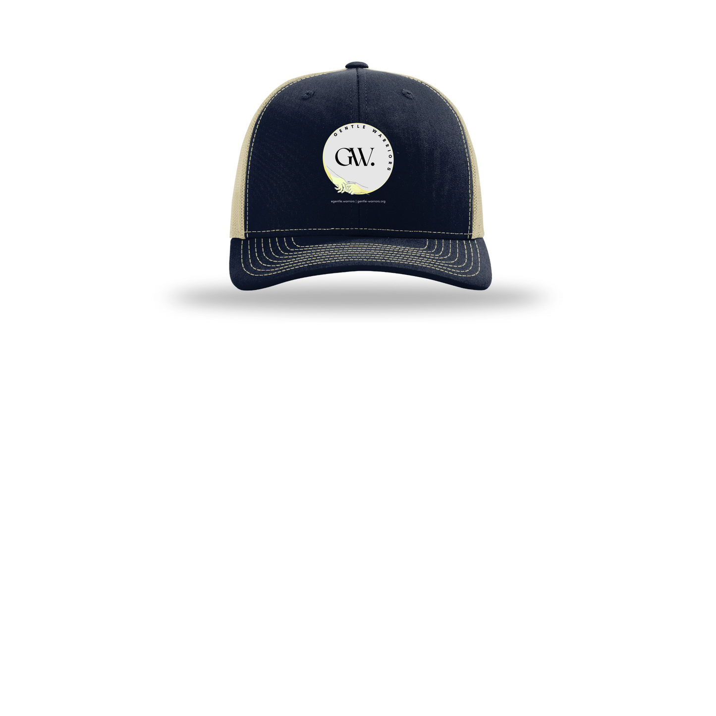 gentle-warriors-richardson-trucker-cap-embroidery-capfront-R112-navykhaki-flat-front