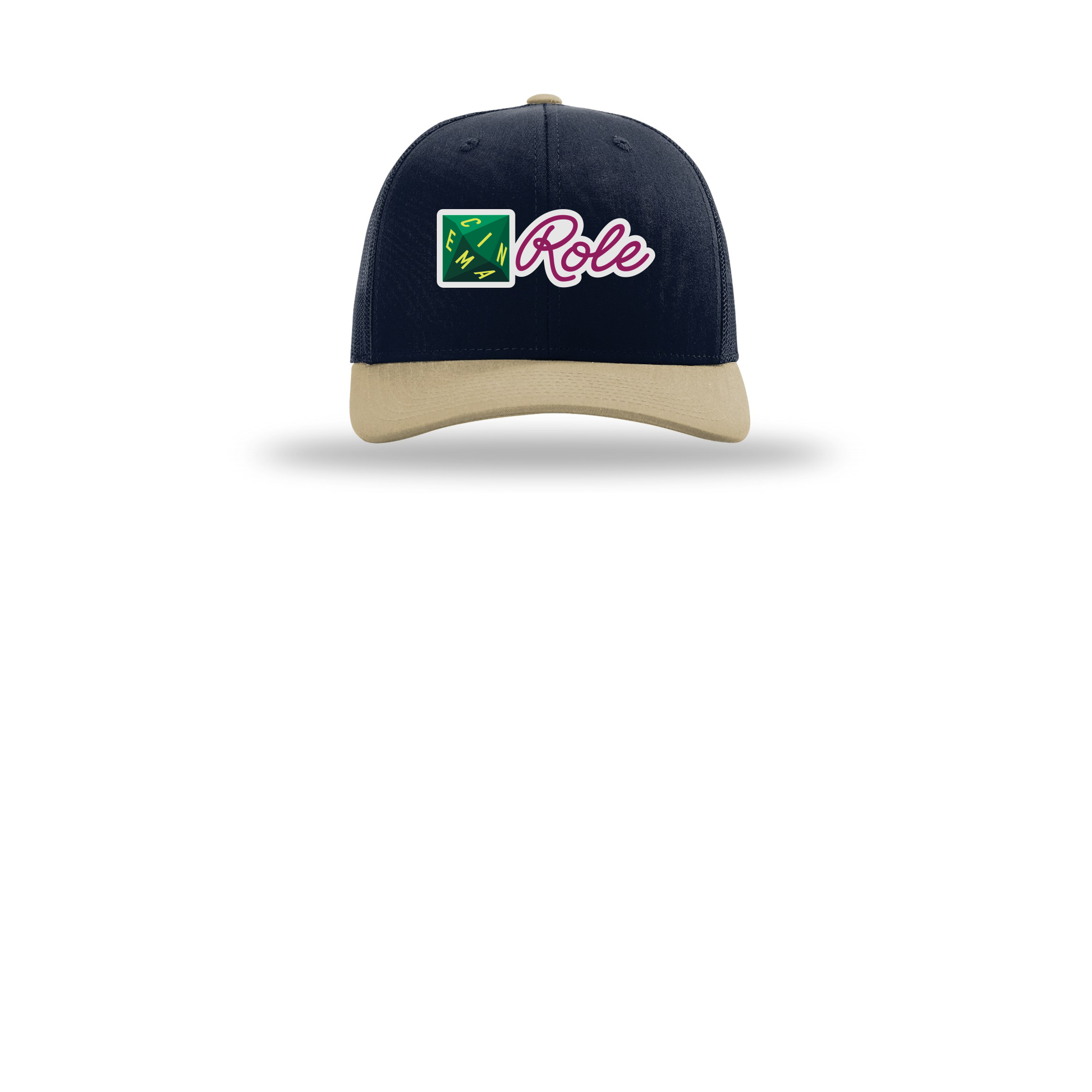 cinemarole-richardson-trucker-cap-embroidery-capfront-R112-navynavykhaki-flat-front