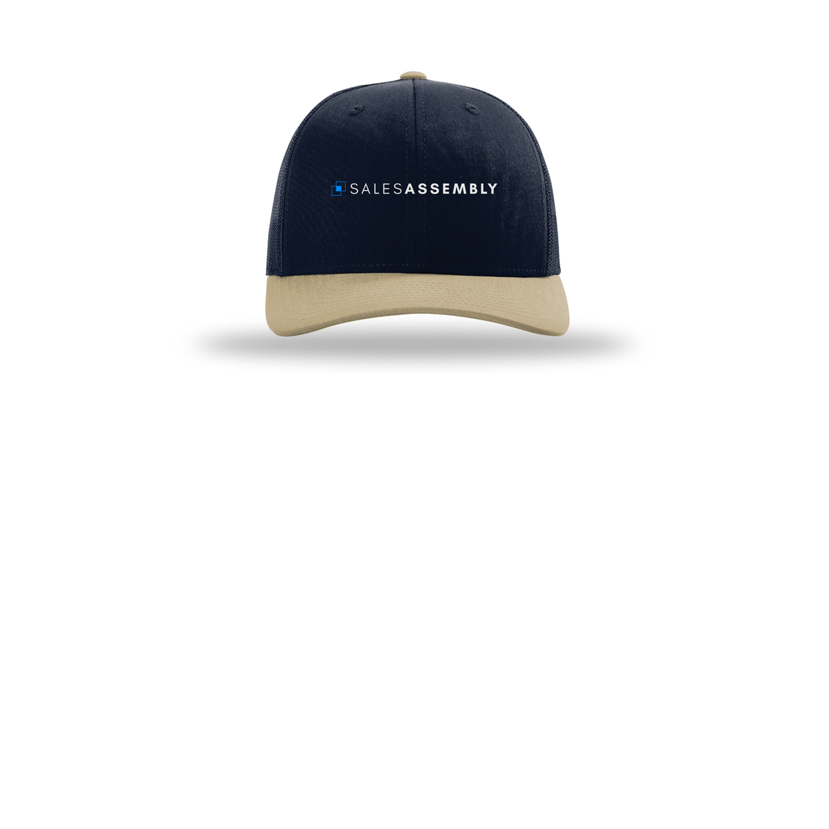 salesassembly-richardson-trucker-cap-embroidery-capfront-R112-navynavykhaki-flat-front
