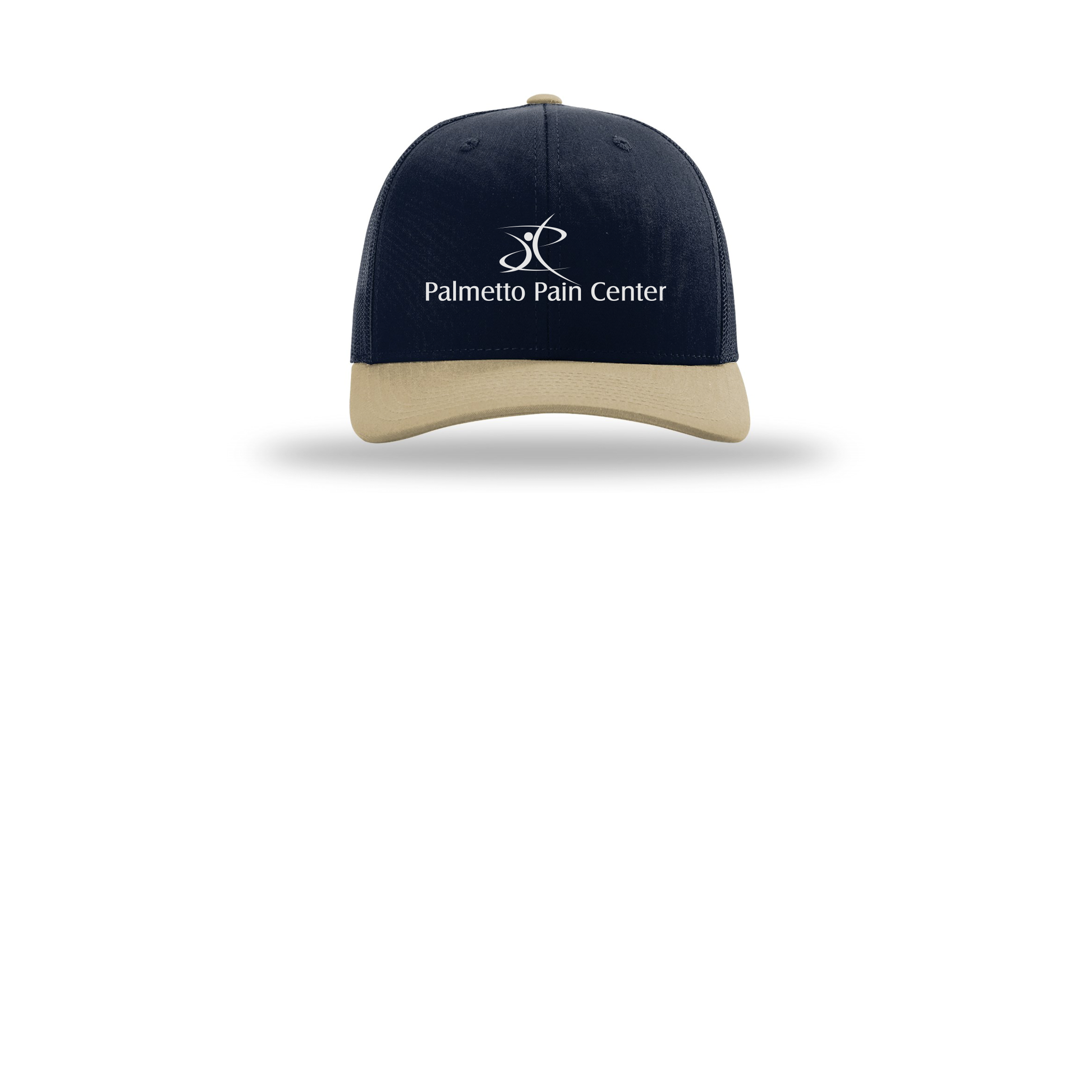 palmetto-pain-center-richardson-trucker-cap-embroidery-capfront-R112-navynavykhaki-flat-front