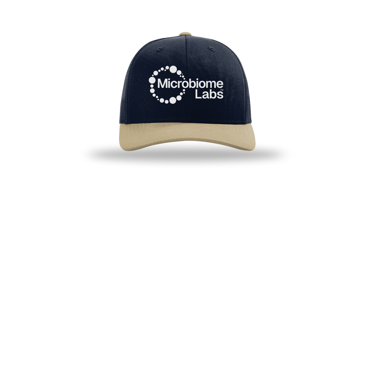 microbiomelabs-richardson-trucker-cap-embroidery-capfront-R112-navynavykhaki-flat-front