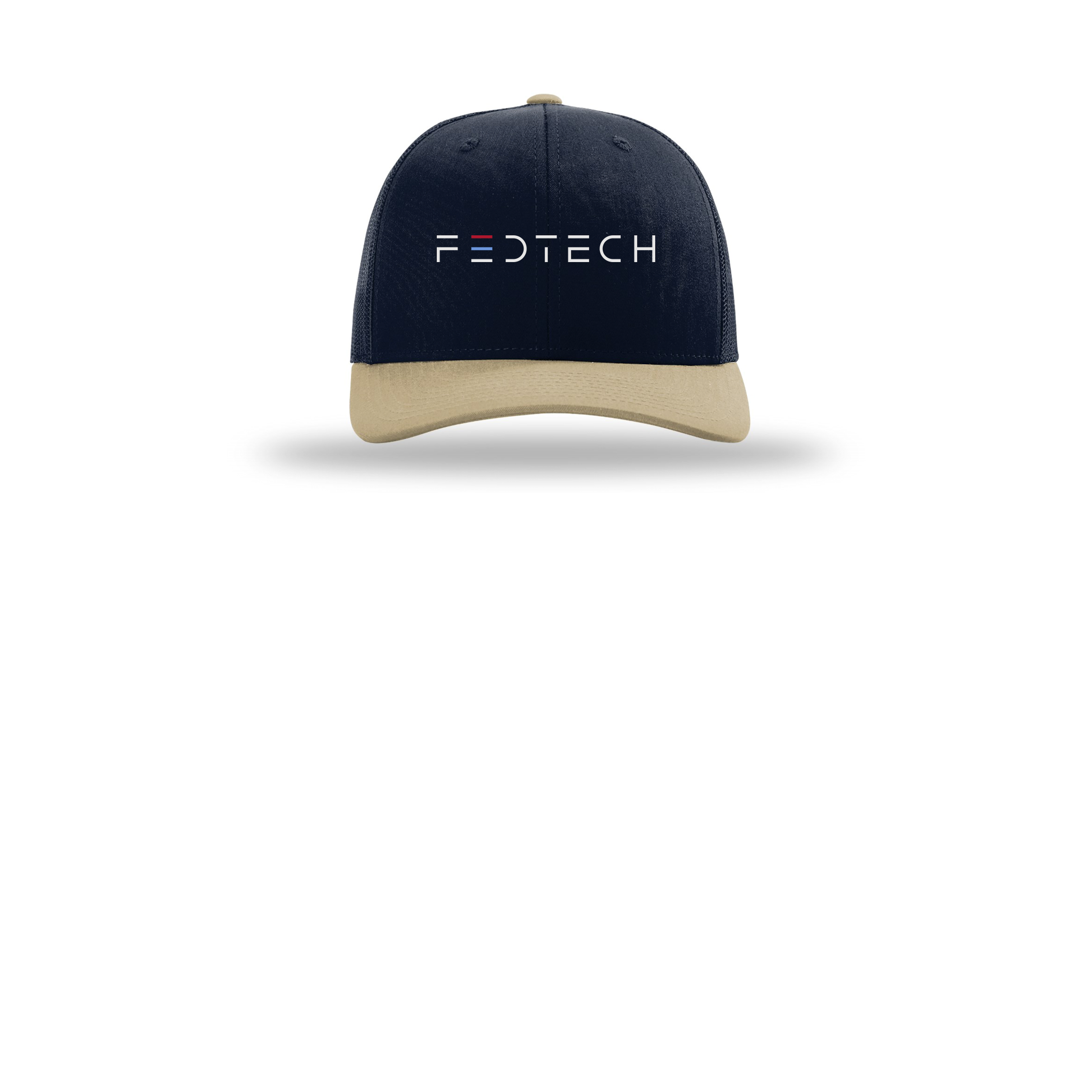 fedtech-richardson-trucker-cap-embroidery-capfront-R112-navynavykhaki-flat-front