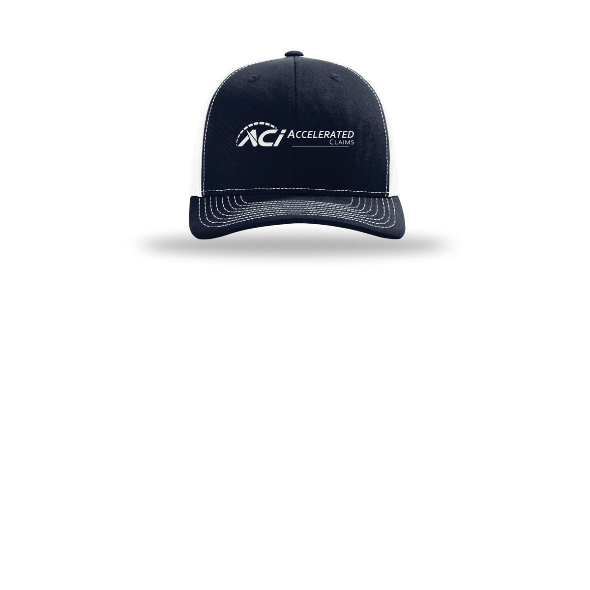 accelclaims-richardson-trucker-cap-embroidery-capfront-R112-navywhite-flat-front