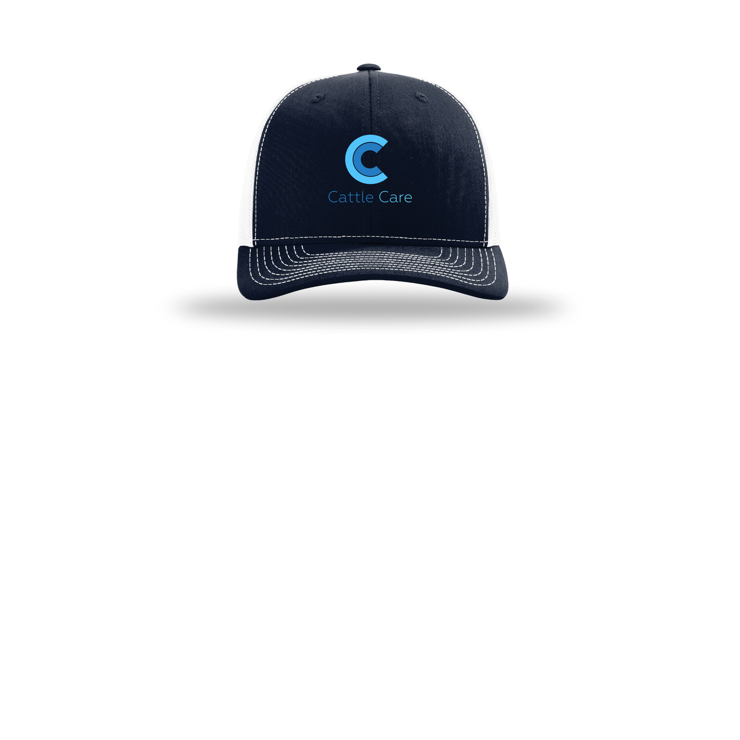 cattle-care-richardson-trucker-cap-embroidery-capfront-R112-navywhite-flat-front
