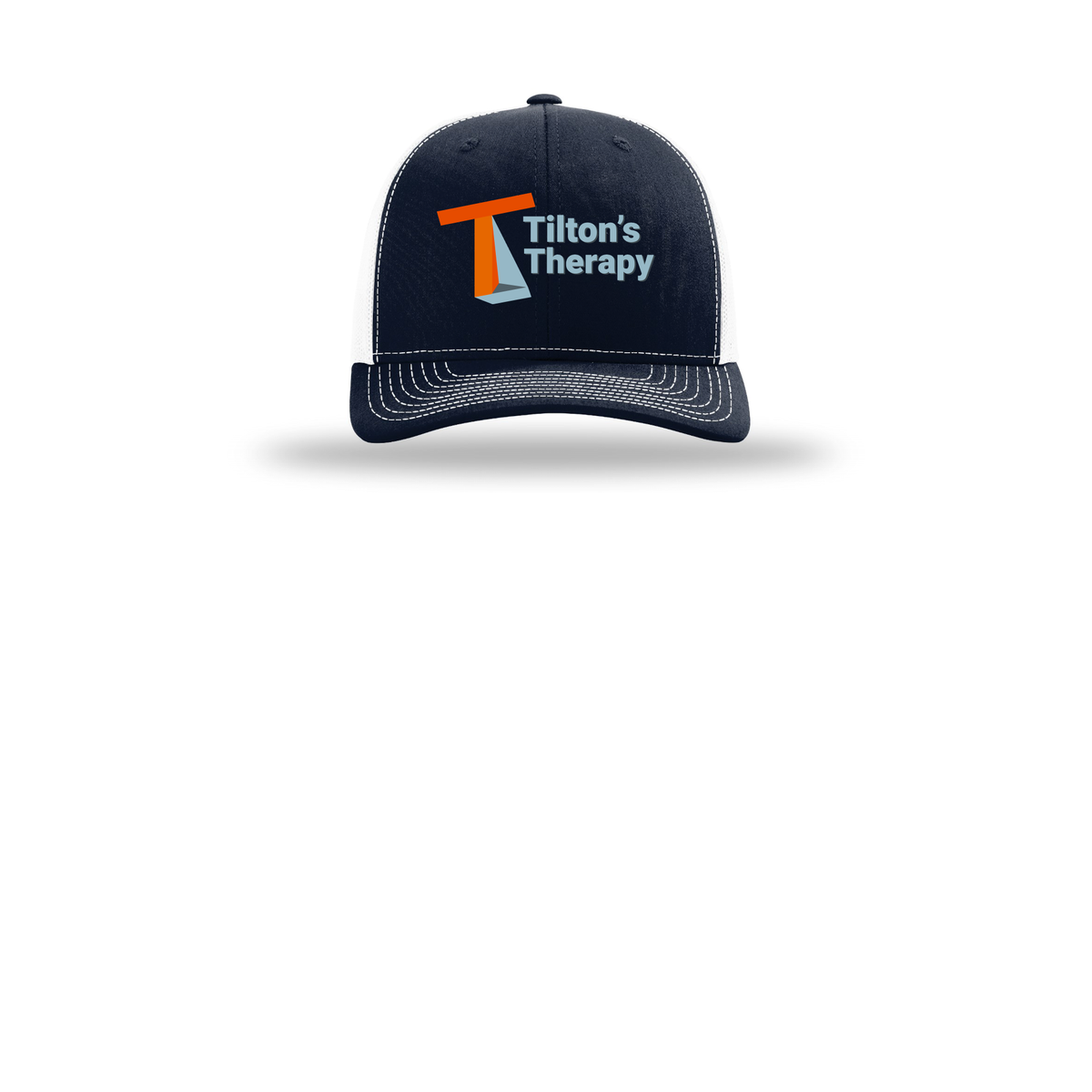 tiltonstherapy-richardson-trucker-cap-embroidery-capfront-R112-navywhite-flat-front