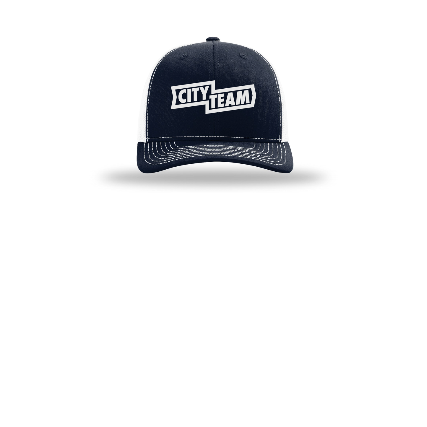 cityteam-richardson-trucker-cap-embroidery-capfront-R112-navywhite-flat-front