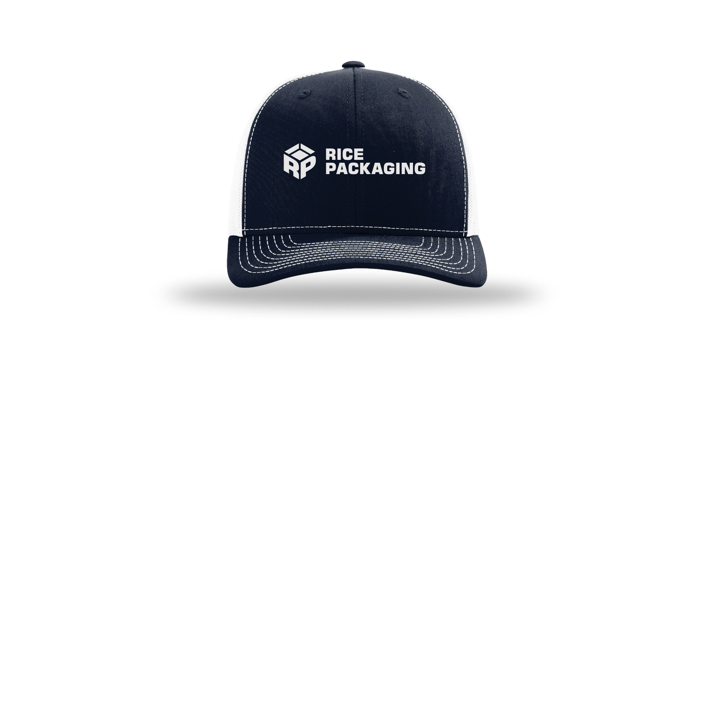 ricepackaging-richardson-trucker-cap-embroidery-capfront-R112-navywhite-flat-front