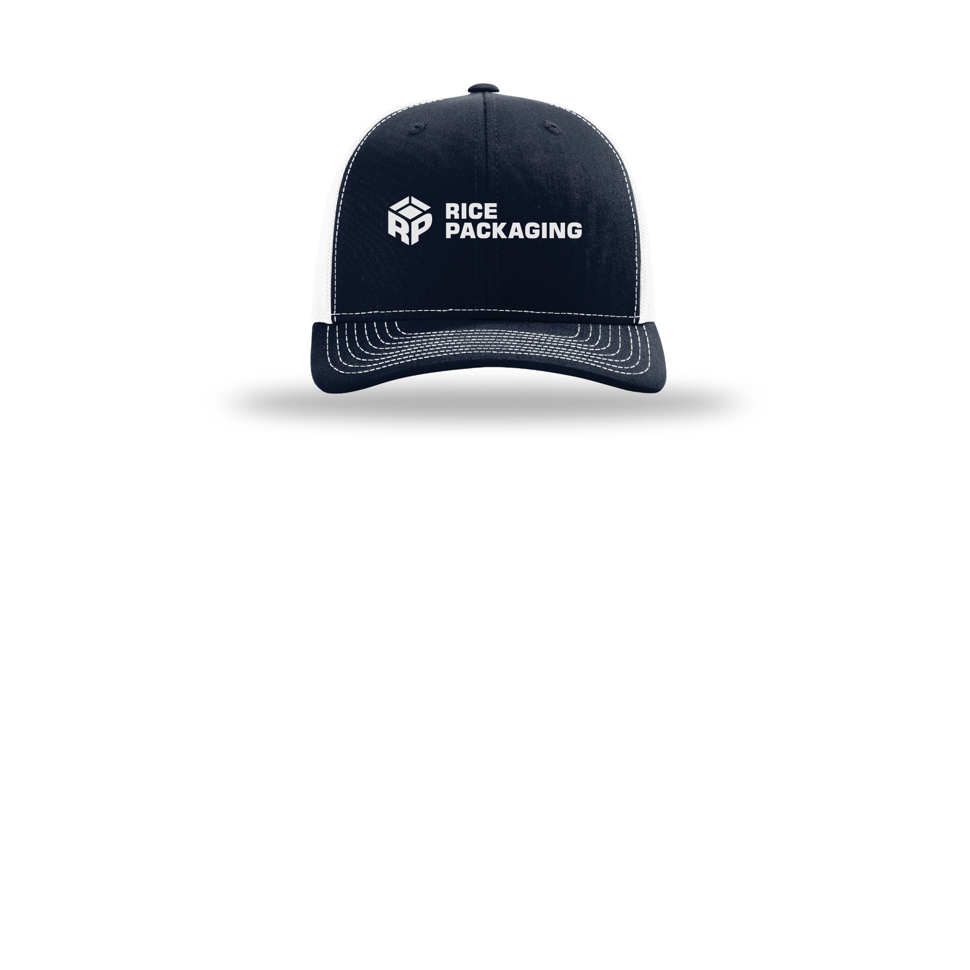 ricepackaging-richardson-trucker-cap-embroidery-capfront-R112-navywhite-flat-front