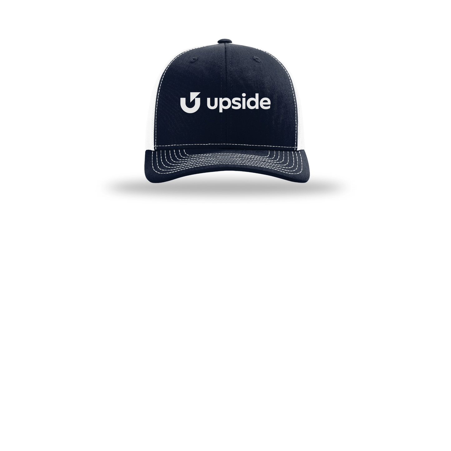 upside-richardson-trucker-cap-embroidery-capfront-R112-navywhite-flat-front