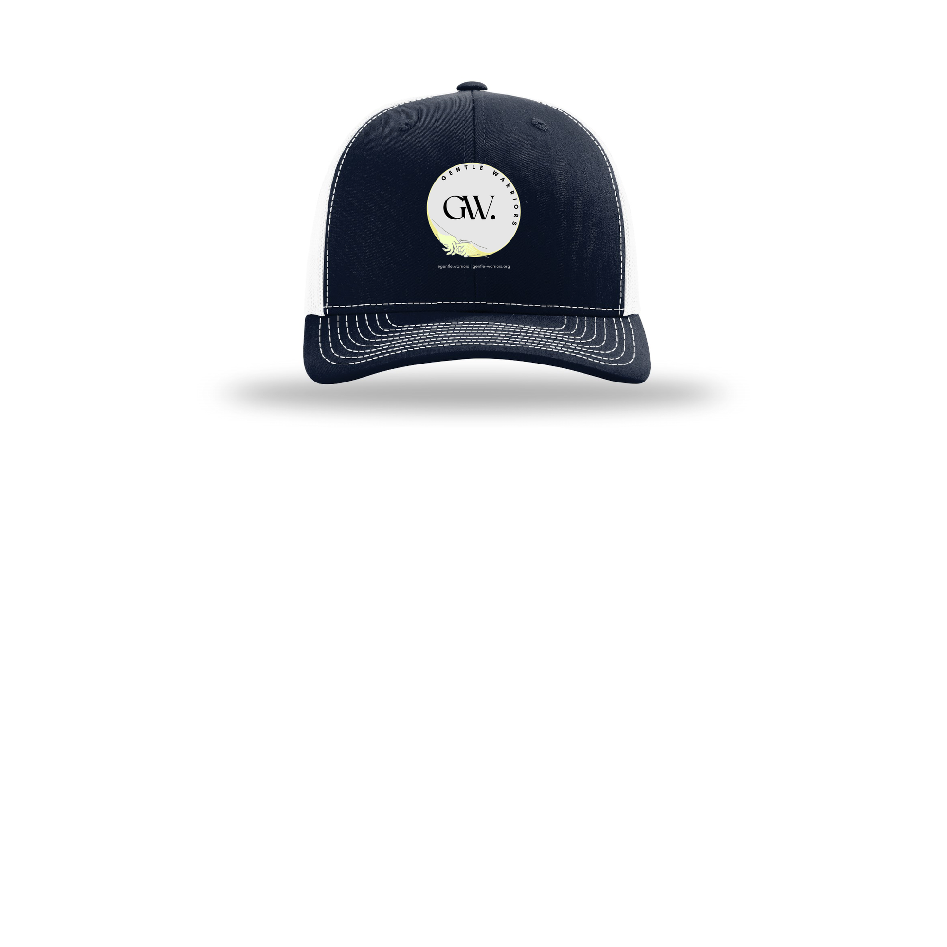 gentle-warriors-richardson-trucker-cap-embroidery-capfront-R112-navywhite-flat-front