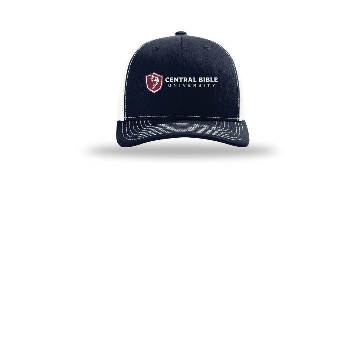 centralbible-richardson-trucker-cap-embroidery-capfront-R112-navywhite-flat-front