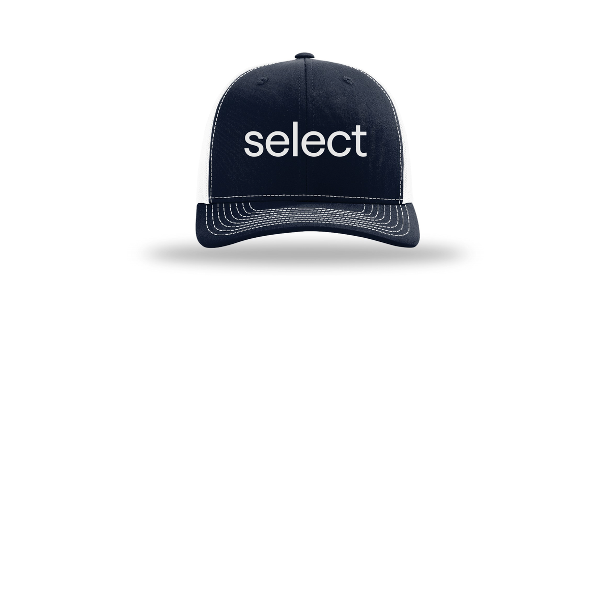 meetselect-richardson-trucker-cap-embroidery-capfront-R112-navywhite-flat-front
