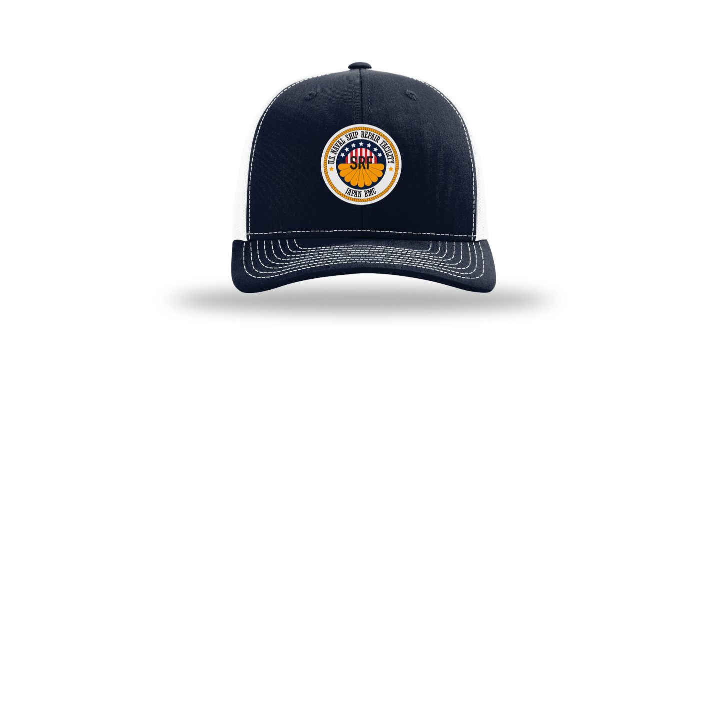 srf-jrmc-richardson-trucker-cap-embroidery-capfront-R112-navywhite-flat-front