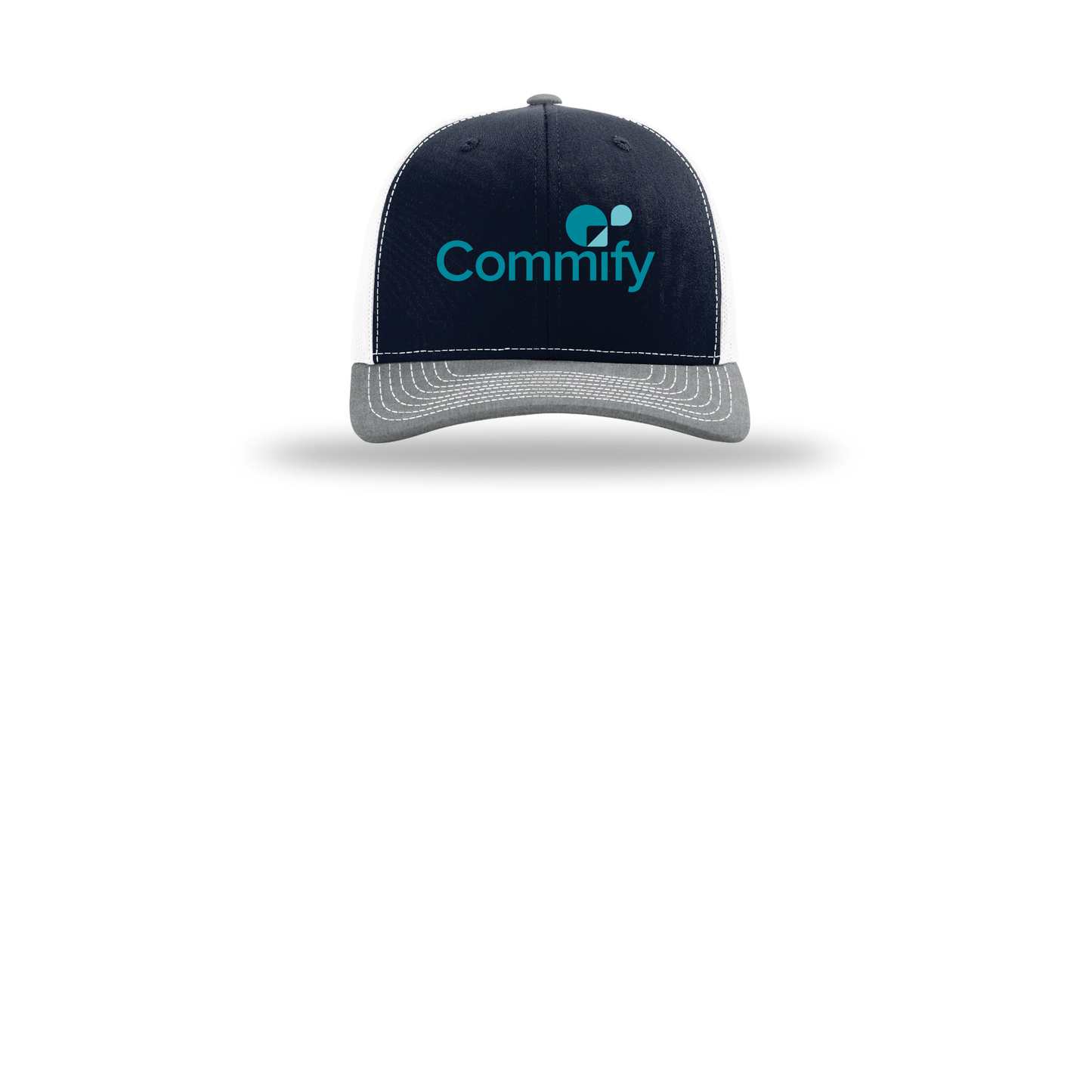 commify-richardson-trucker-cap-embroidery-capfront-R112-navywhiteheathergrey-flat-front