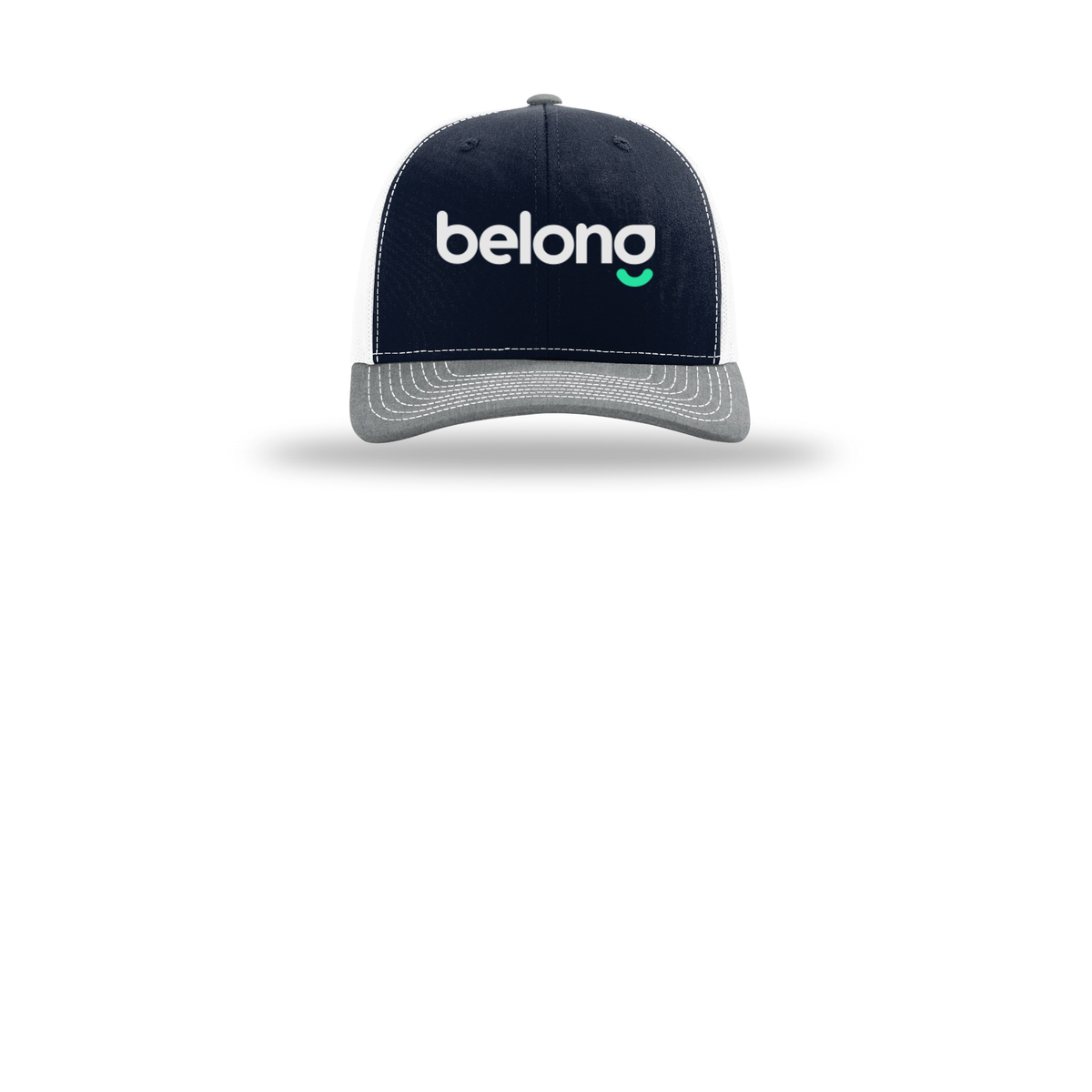 belonghome-richardson-trucker-cap-embroidery-capfront-R112-navywhiteheathergrey-flat-front