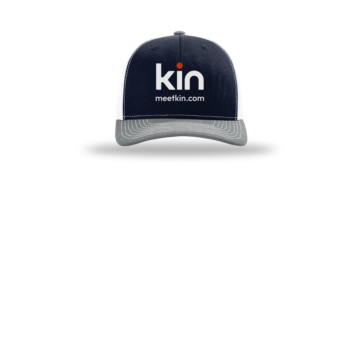 kin-richardson-trucker-cap-embroidery-capfront-R112-navywhiteheathergrey-flat-front