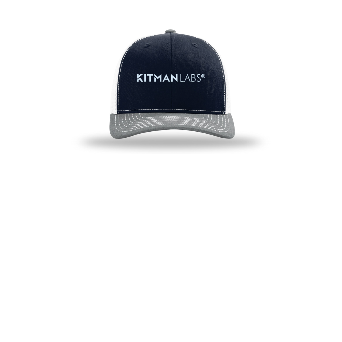 kitmanlabs-richardson-trucker-cap-embroidery-capfront-R112-navywhiteheathergrey-flat-front