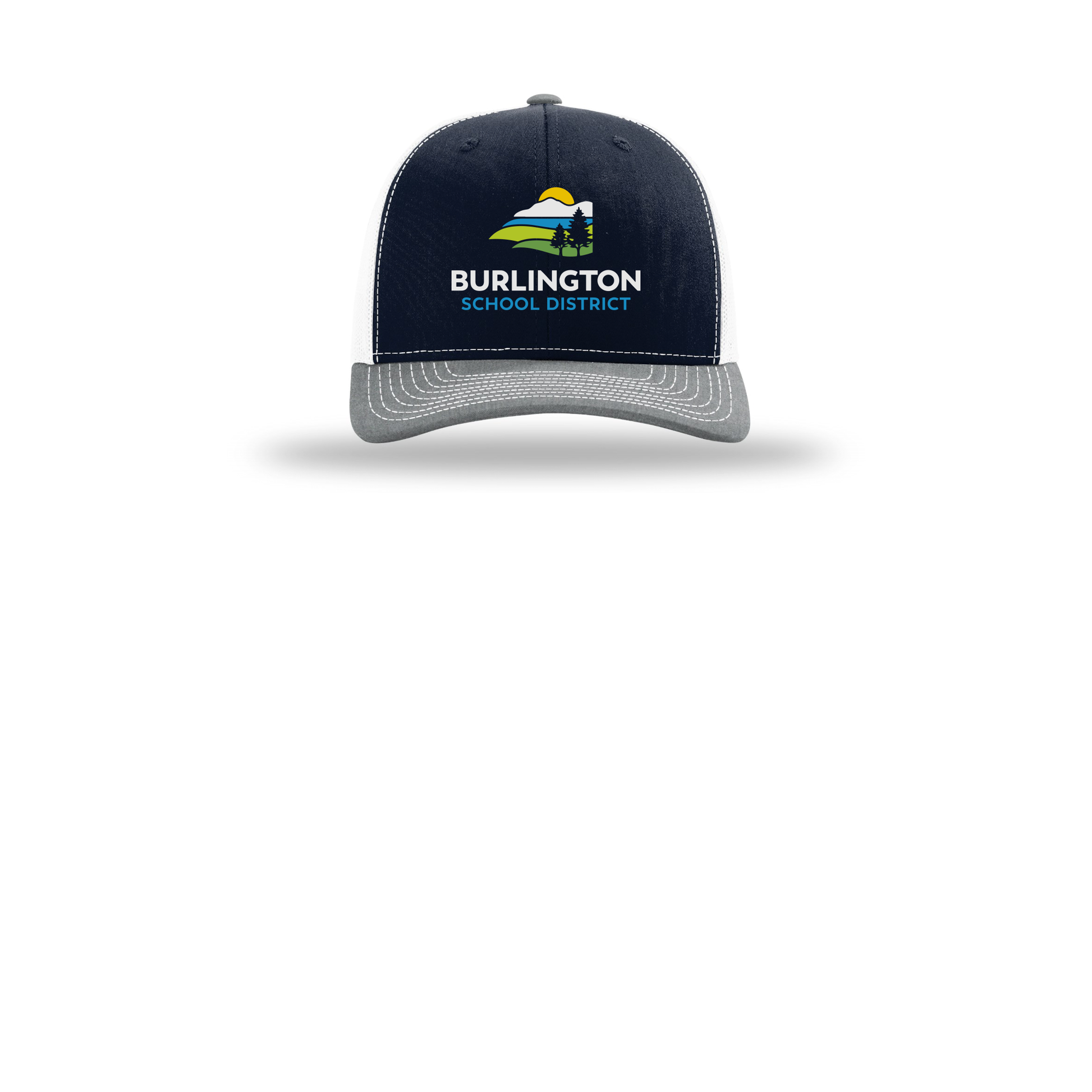 bsdvt-richardson-trucker-cap-embroidery-capfront-R112-navywhiteheathergrey-flat-front