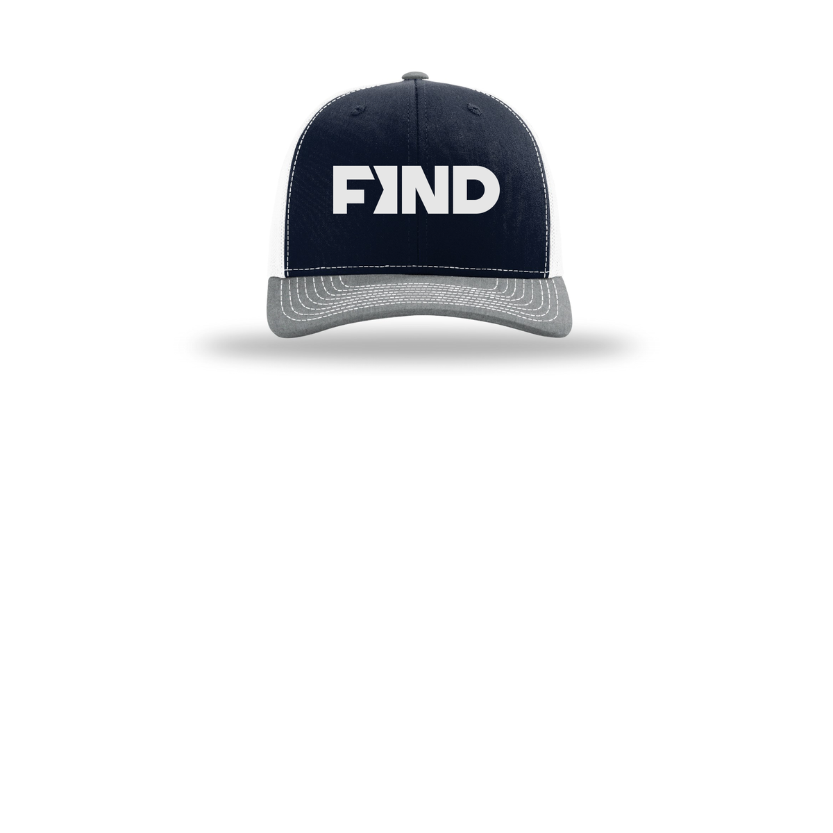 findrealestate-richardson-trucker-cap-embroidery-capfront-R112-navywhiteheathergrey-flat-front