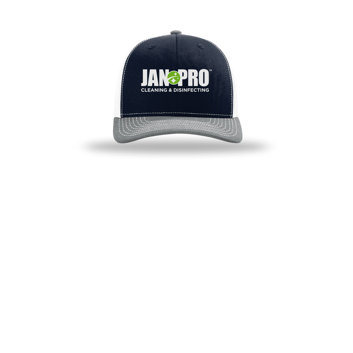 jan-pro-richardson-trucker-cap-embroidery-capfront-R112-navywhiteheathergrey-flat-front
