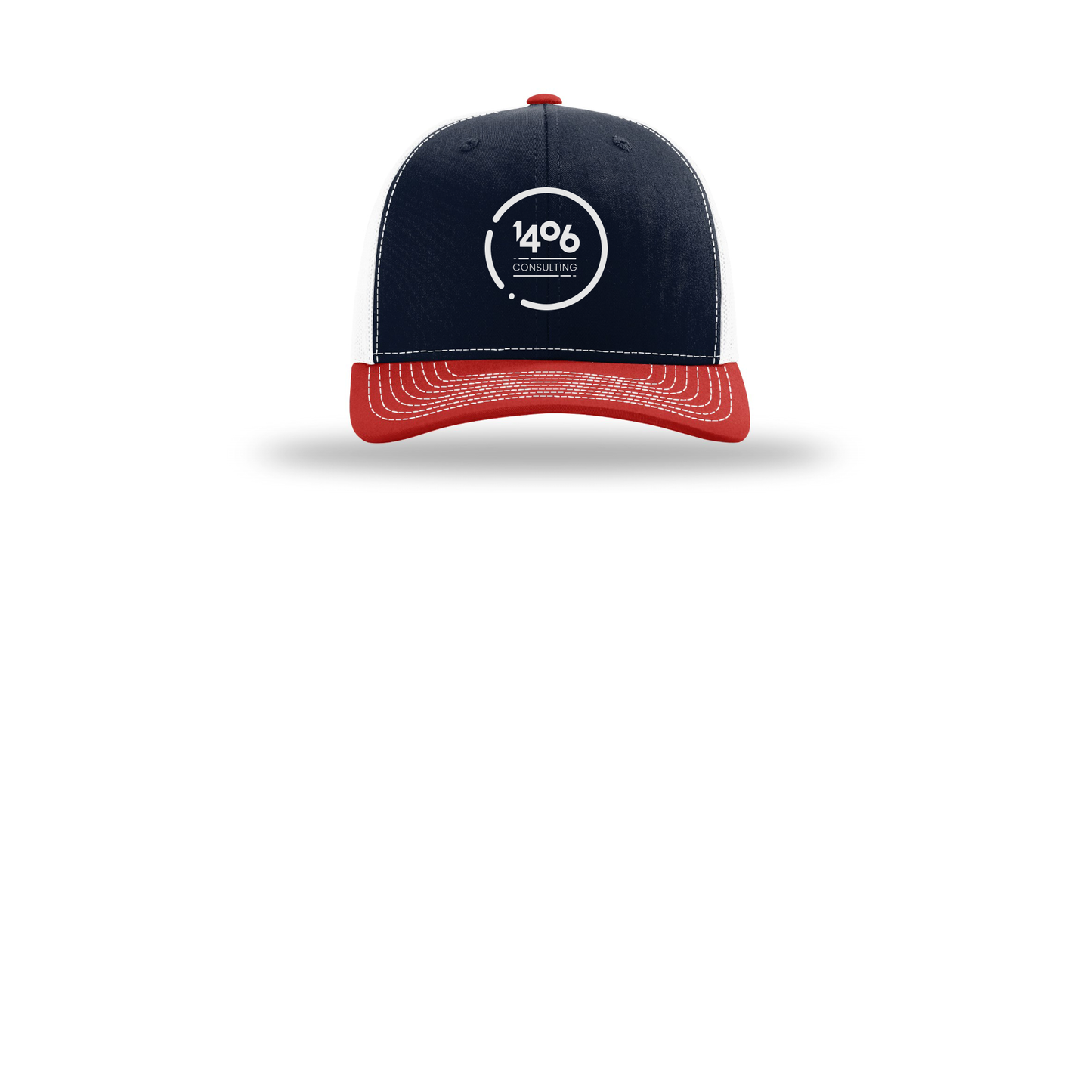 1406consulting-richardson-trucker-cap-embroidery-capfront-R112-navywhitered-flat-front