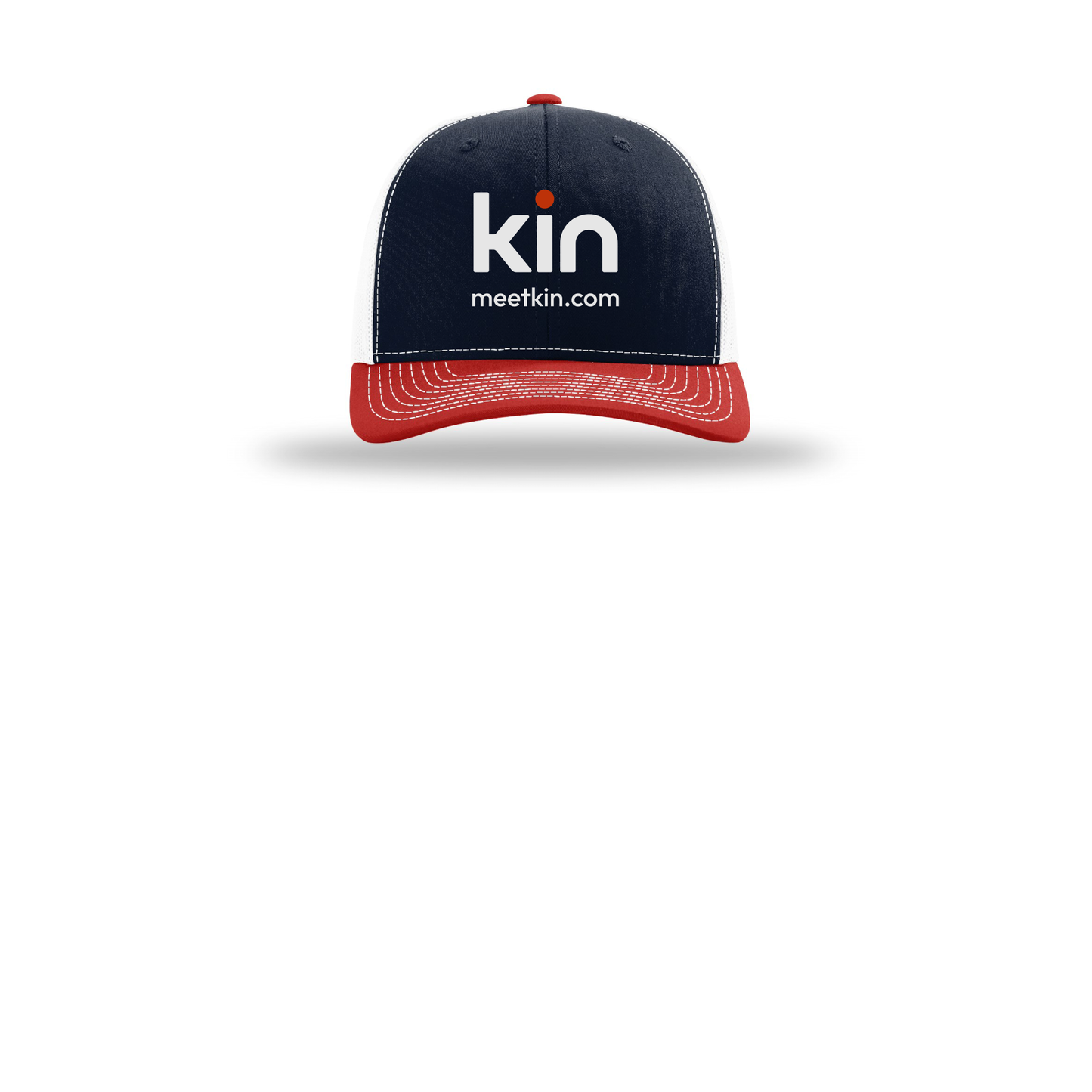 kin-richardson-trucker-cap-embroidery-capfront-R112-navywhitered-flat-front