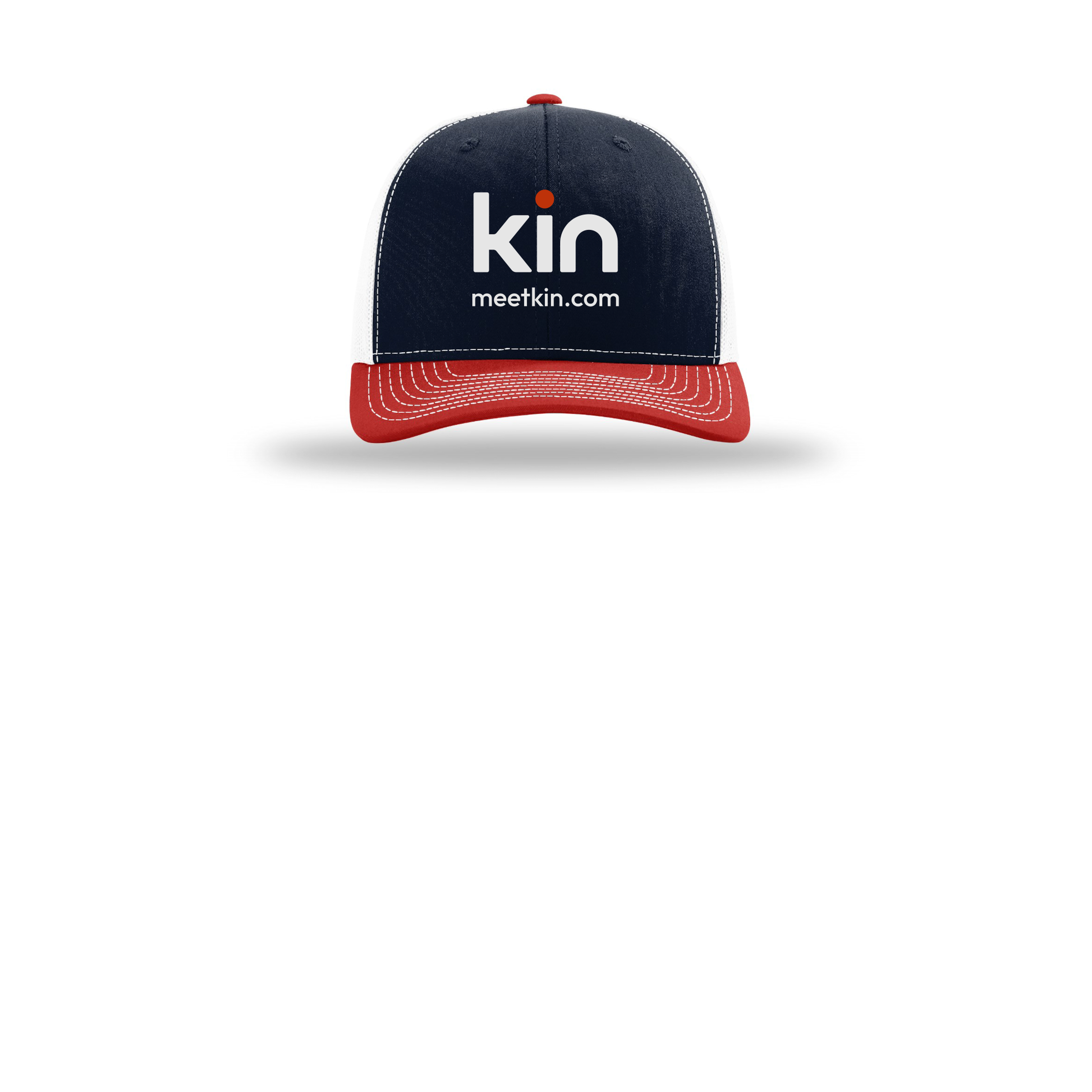 kin-richardson-trucker-cap-embroidery-capfront-R112-navywhitered-flat-front