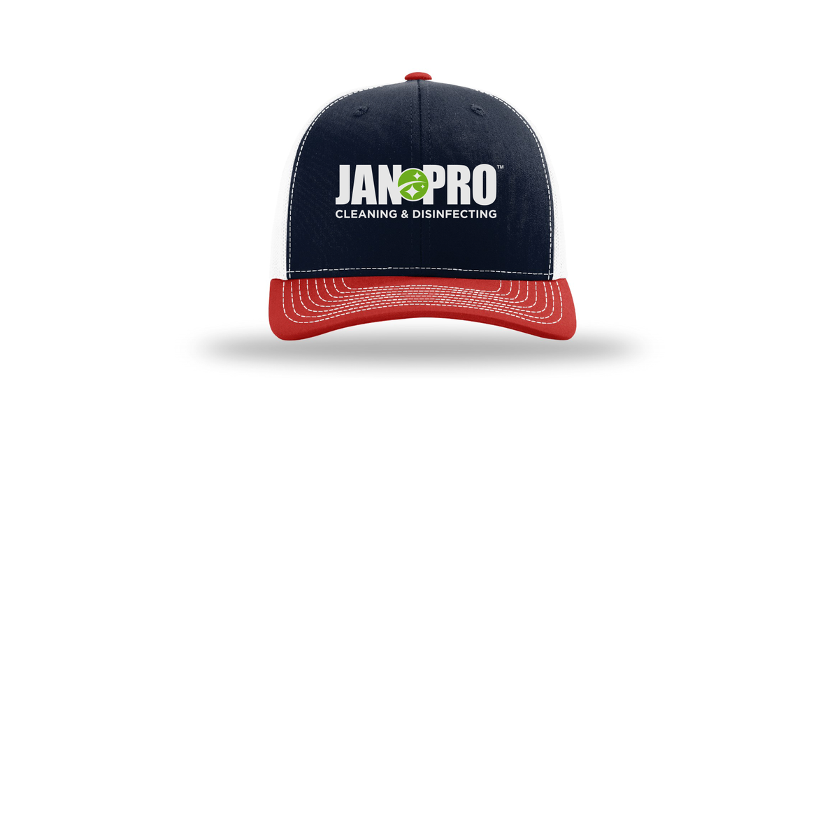 jan-pro-richardson-trucker-cap-embroidery-capfront-R112-navywhitered-flat-front