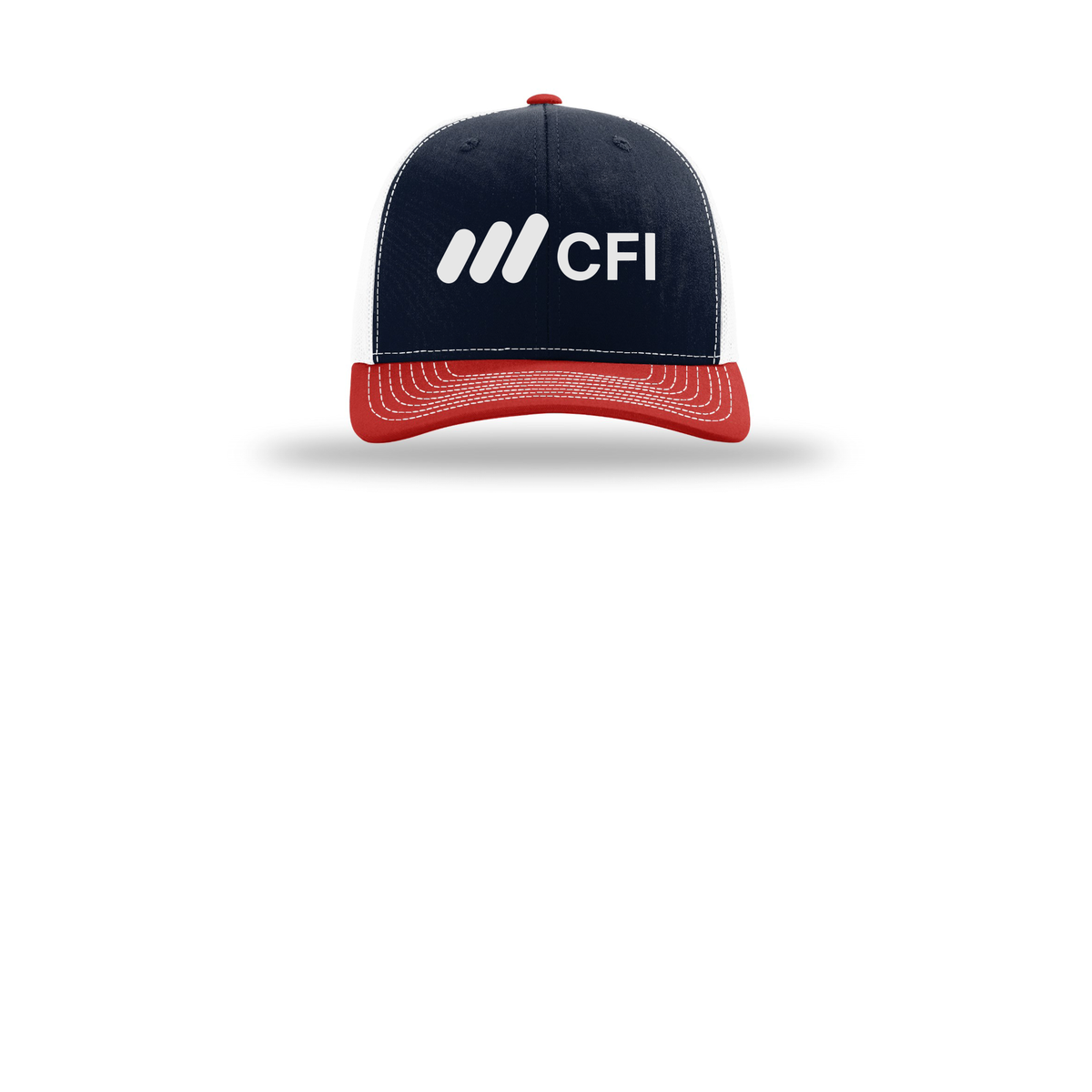 corporatefinanceinstitute-richardson-trucker-cap-embroidery-capfront-R112-navywhitered-flat-front