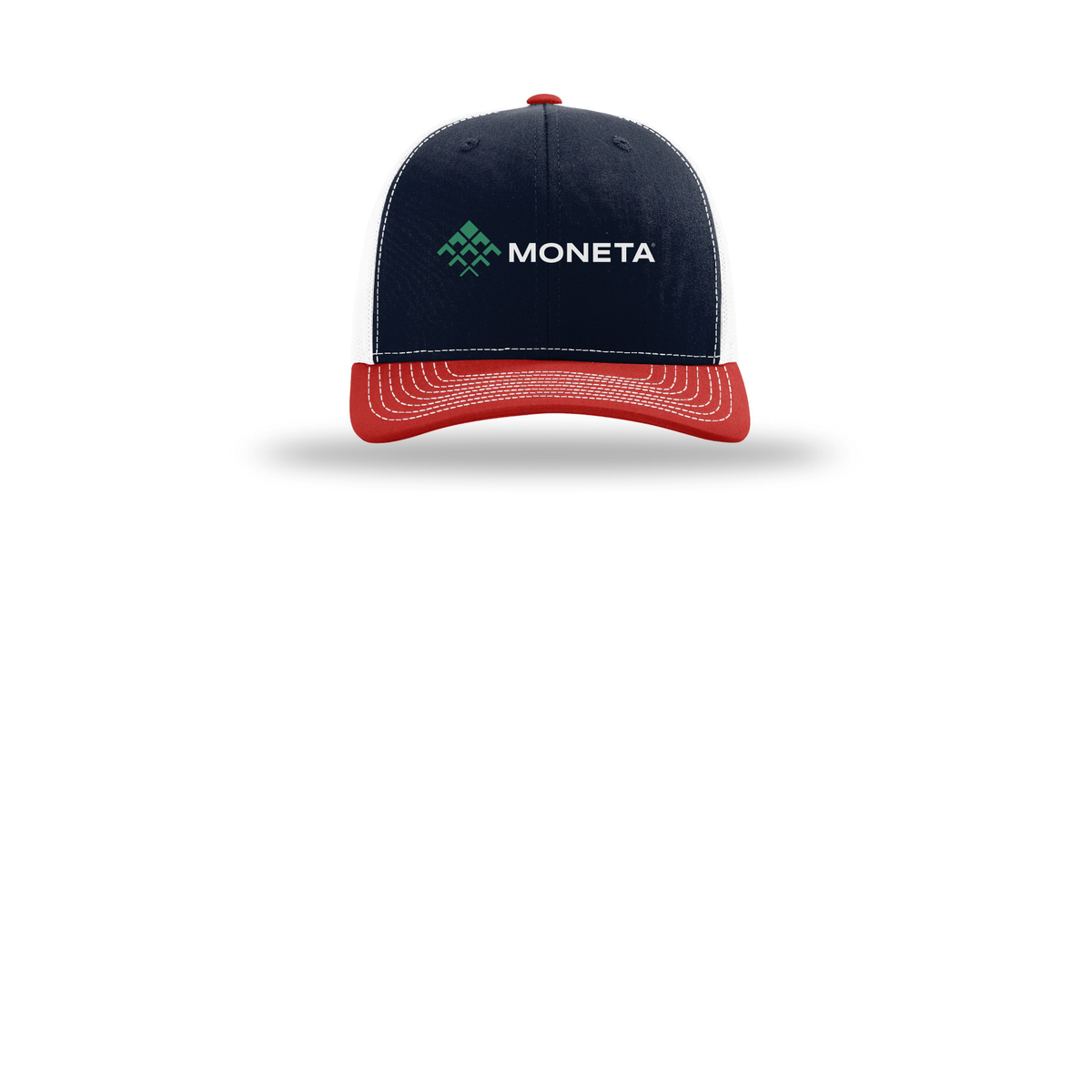 monetagroup-richardson-trucker-cap-embroidery-capfront-R112-navywhitered-flat-front