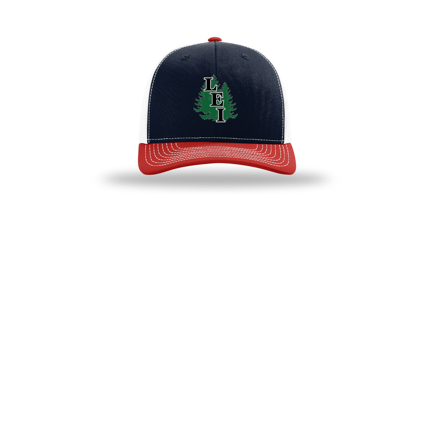 leisite-richardson-trucker-cap-embroidery-capfront-R112-navywhitered-flat-front