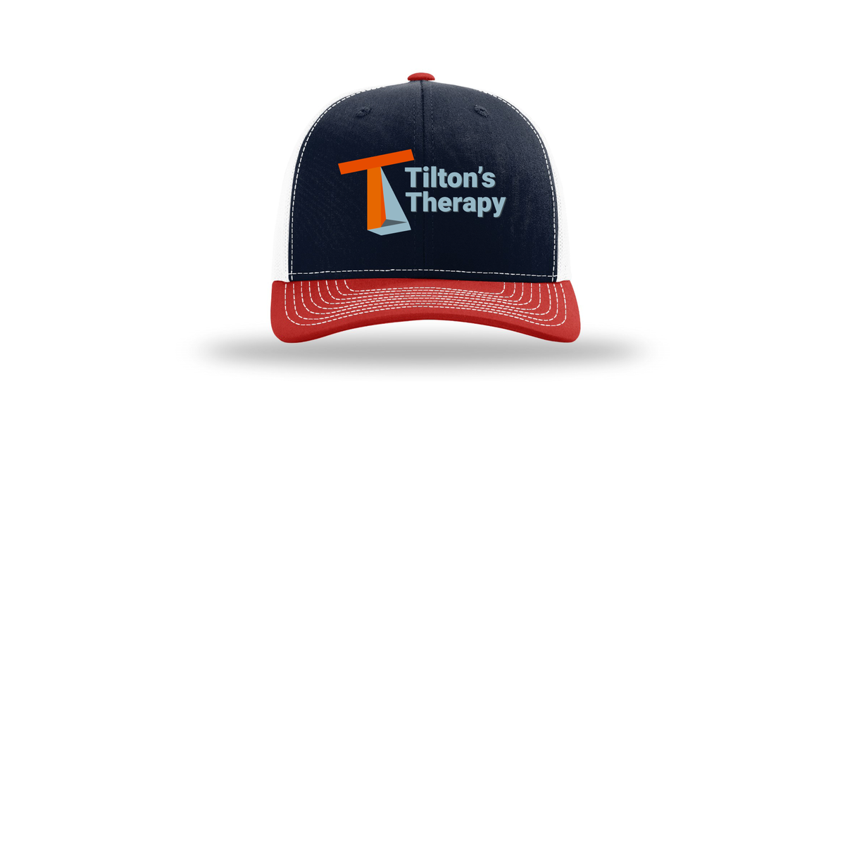 tiltonstherapy-richardson-trucker-cap-embroidery-capfront-R112-navywhitered-flat-front