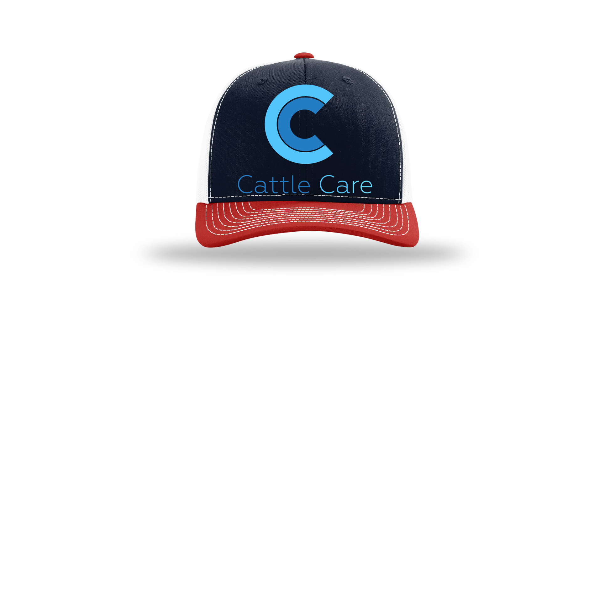 cattle-care-richardson-trucker-cap-embroidery-capfront-R112-navywhitered-flat-front