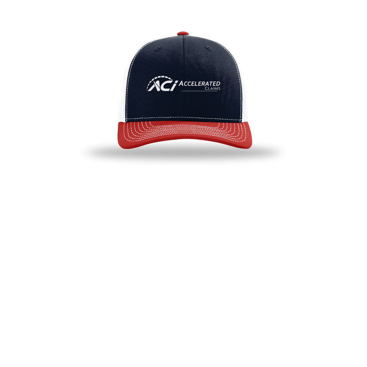 accelclaims-richardson-trucker-cap-embroidery-capfront-R112-navywhitered-flat-front