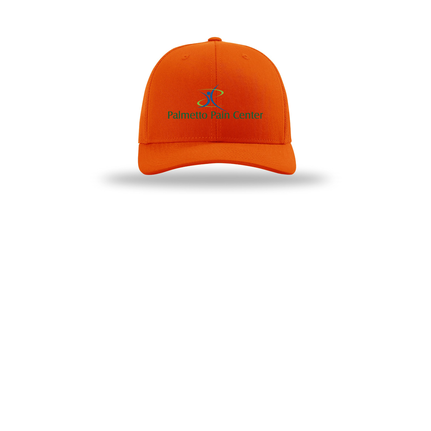 palmetto-pain-center-richardson-trucker-cap-embroidery-capfront-R112-orange-flat-front