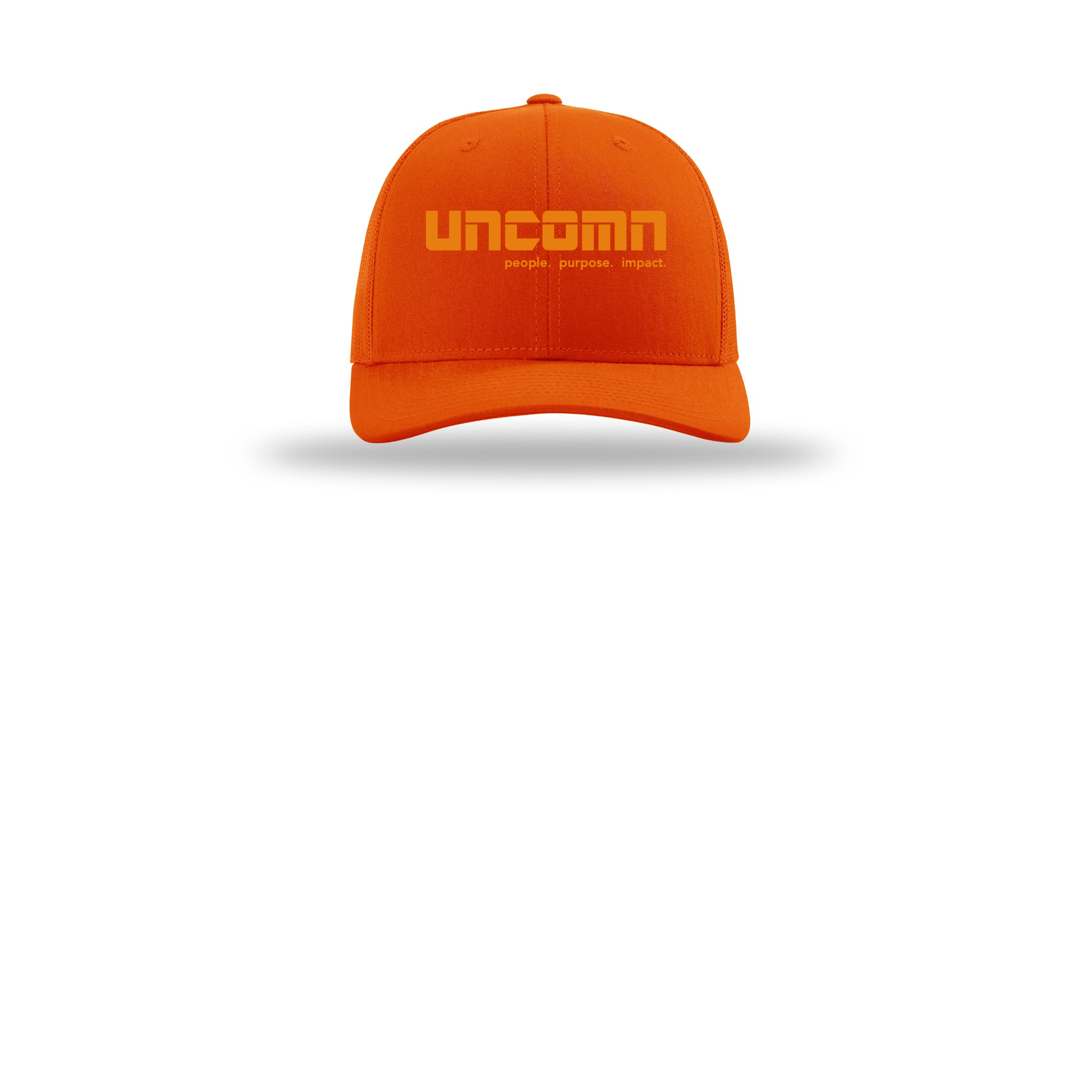 uncomn-richardson-trucker-cap-embroidery-capfront-R112-orange-flat-front