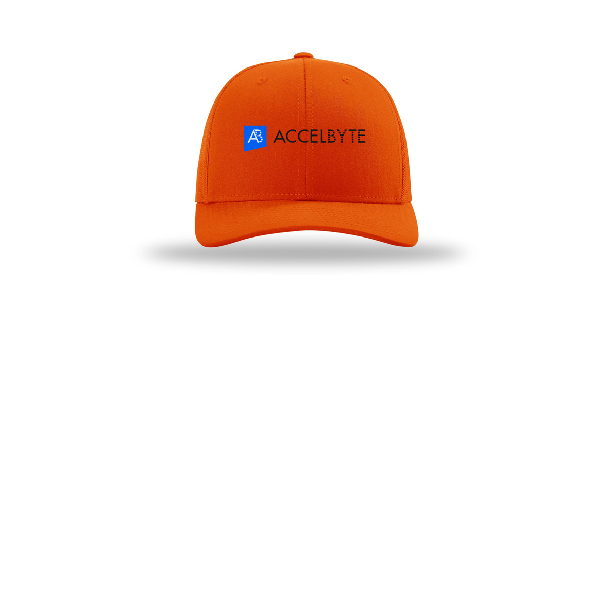 accelbyte-richardson-trucker-cap-embroidery-capfront-R112-orange-flat-front